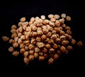 Chickpeas on black background TheÃÂ chickpeaÃÂ or chick pea (Cicer arietinum) is an annual legume of the family Fabacea